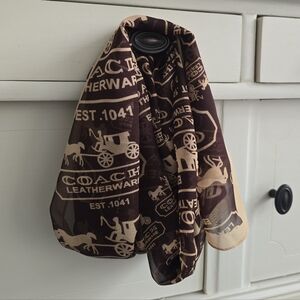Coach Print Brown and Tan Scarf